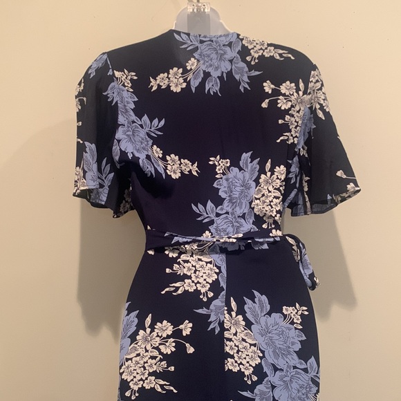 Privacy Please Plaza Kimono Floral Wrap Maxi Dress Navy Blue - Picture 11 of 11